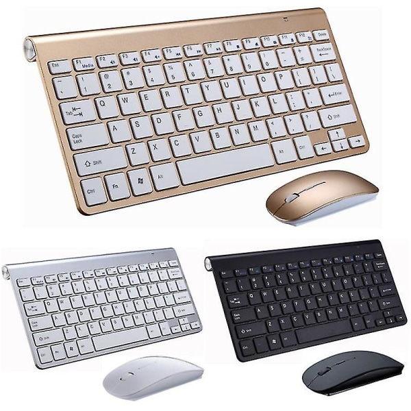 2,4g trådlöst tangentbord och mus. Protable Mini Keyboard Mus Combo Set för Notebook Laptop Mac Desktop Gold Keyboard  Mouse