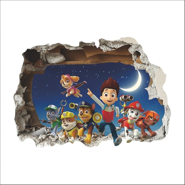 Väggdekorationer 3d Trasig Vägg Tecknad Paw Patrol Barnrum