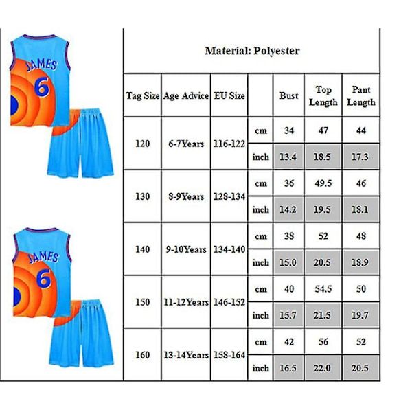 Space Jam Poikien Löysä Koripallo Hihaton Toppi & Shortsi Setti Pelipaidat Asu 120cm