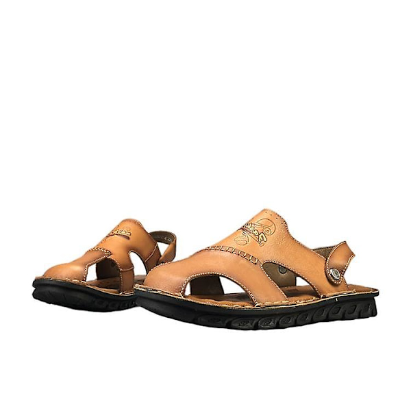 Herr Läder Casual Strandskor Andningsbara Halkfria Sandaler 41