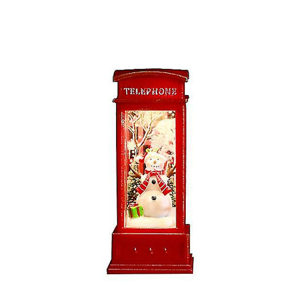 Joulupöytään sopiva lumipallo-lyhty puhelinkoppi type1