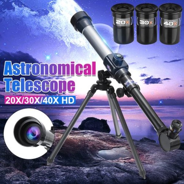 20X 30X 40X Refraktivt Tripod Teleskop Astronomisk Mikroskop