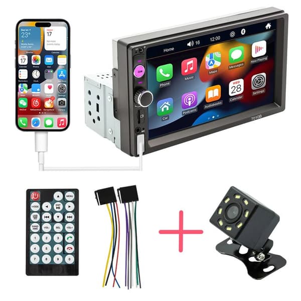 [LCS]SWAREY Bluetooth Carplay Radio med bakkamera 7 tommer touchskærm Mirror Link FM