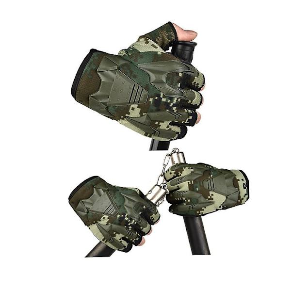 1 Par Halvfingerhandskar Herr Taktiska Handskar Camo Militär Armé Cykelhandske Sport Klättring Skytte Green