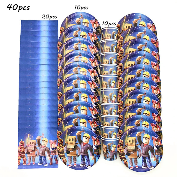 HOT Spil Roblox Fødselsdagsfest Dekorationer Robloxs Dekorationer Børn Engangsservice Sæt Baby Shower Fest Dekorationer BPX-30PCS