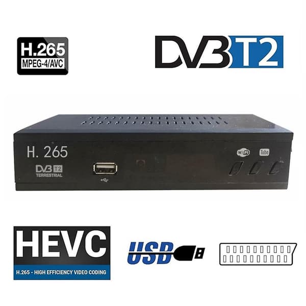 DVB T2 HEVC 265 Digital TV-mottaker DVB-T2 265 1080P HD Dekoder USB Terrestrisk TV-mottaker Set Top Box EU-plugg