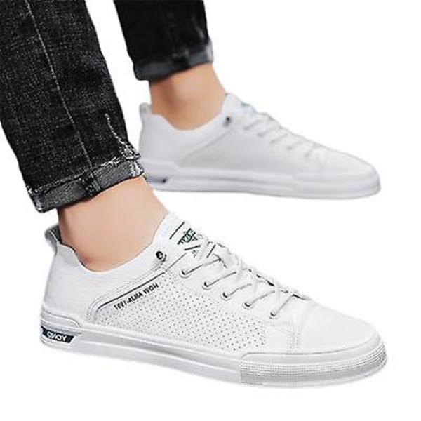 Herr Lättvikts Andningsbara Sneakers Allround Casual Trendiga Skor White green 39