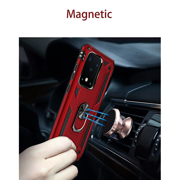 Militärklassat Skal Kompatibelt med Samsung Galaxy S20 Ultra/s20 Plus/s20, Skyddande Mobilskal med Ringstativ Red Galaxy S20 Plus
