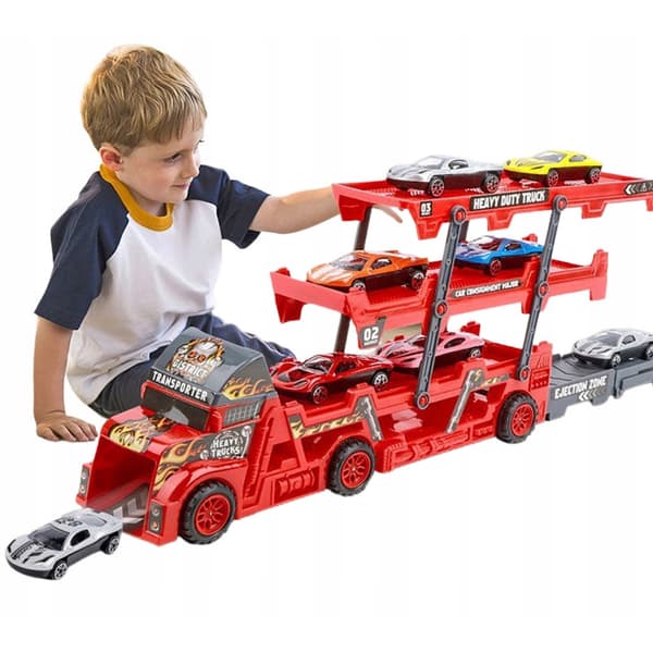 [LCS] Transportbilsett, Hot Wheels lekebil med støpte biler, multifunksjonell transformasjon forbedrer leketiden