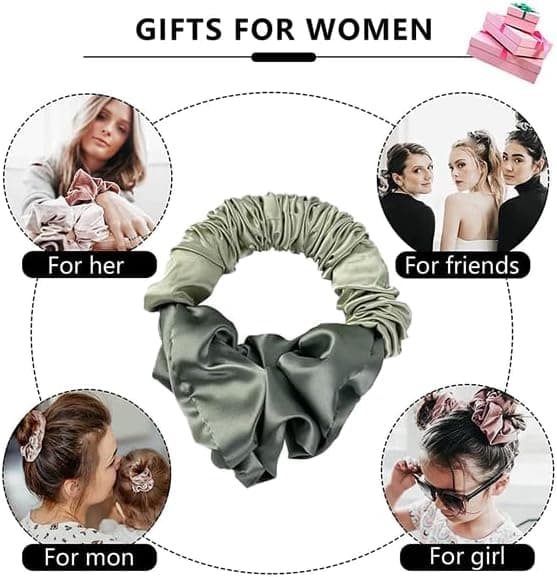 [LCS] Varme-fri krøller Silke Scrunchie til kvinder, Blødt elastisk satin silke hårbånd, Søvnigt styling tilbehør, Silke hestehale