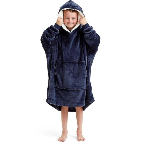 [LCS] Snuggaroo Gutter Jenter Barn Myk Fleece Oversized Hette Bærbar Teppe 6-14 År Navy