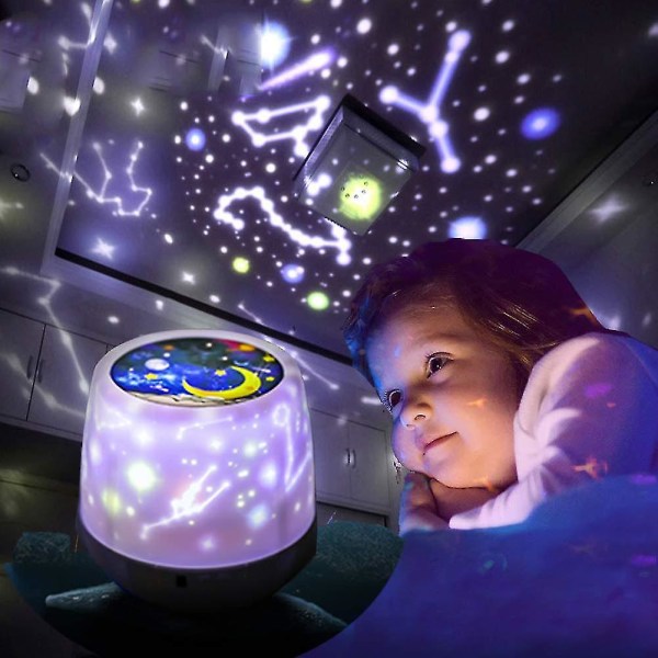Nattljus, stjärnhimmelprojektor, 360 graders rotation LED-projektor
