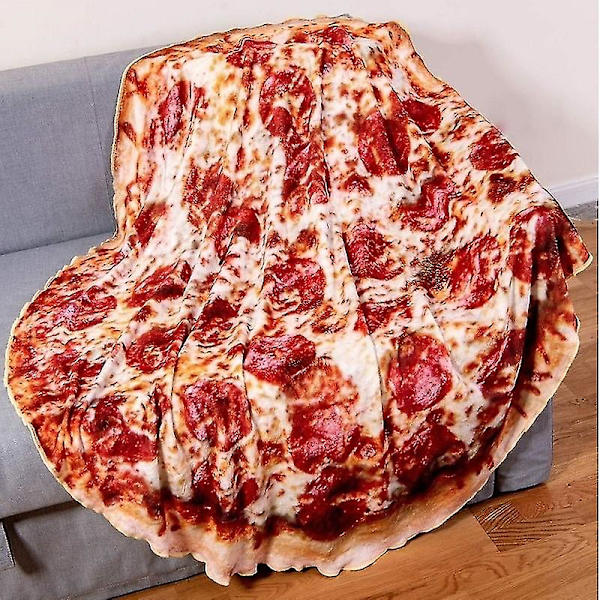 180 cm Blødt Varmt Flanel Pizza Tæppe Rund Form Donut Hamburge