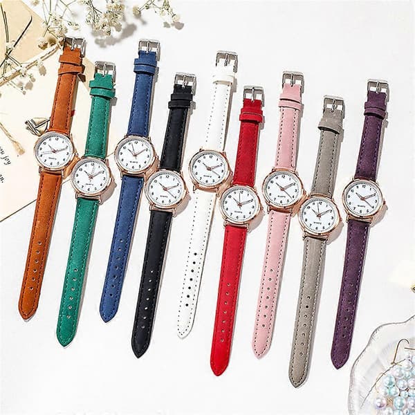 Damklockor Kvarts Analog Armbandsur Casual Läder Grey
