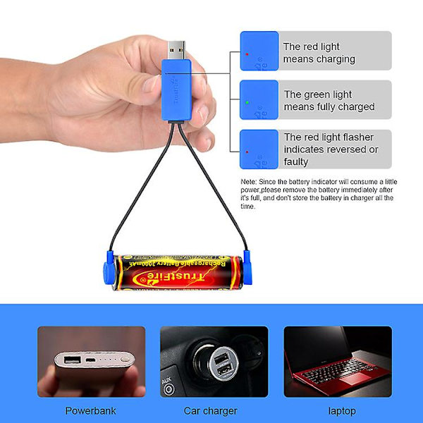 3.7v Multifunktionel 18650 / 26650 Lithium Batterioplader Magnetisk Suge Usb Opladnings- og Afladningsledning