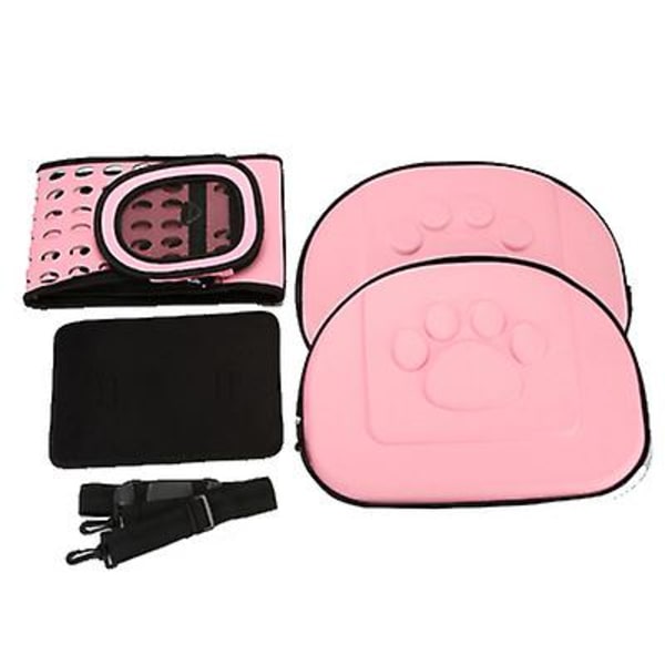 Bärbar hopfällbar husdjursväska för utomhusbruk pink L 42*35*26cm
