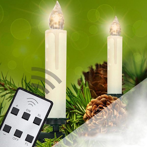 20 st Trådlösa Jul LED Ljus Batteridrivna Fjärrkontroll Julgran Belysning Dekor