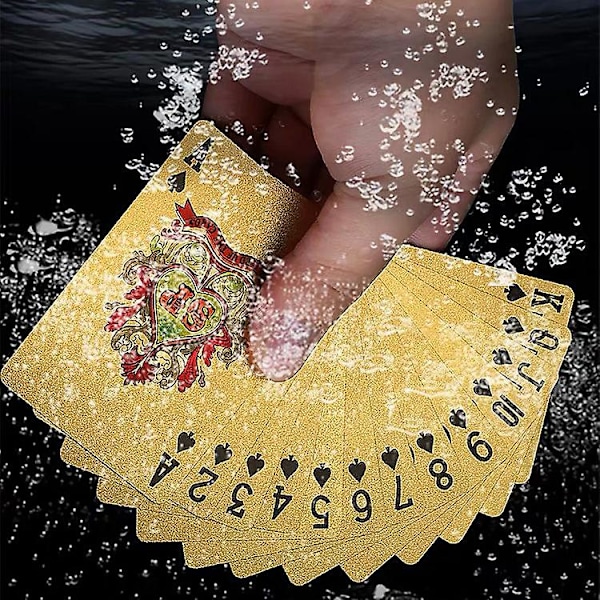 PVC Kultainen Pokeri Pestävä Kestävä 24K Kultaiset Pelikortit Kultafolio Pokeri Lahjat