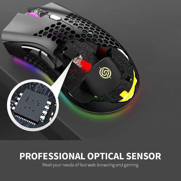 2,4 GHz trådlös spelmus Uppladdningsbar mus med RGB-ljus E