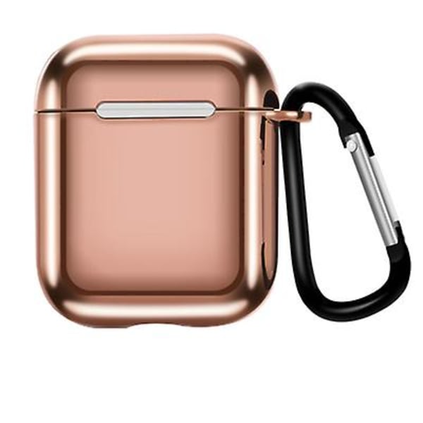 Lämplig Kompatibel med Airpods 1/2 generation elektropläterad TPU skyddshylsa Apple Bluetooth trådlöst headsetfodral med karbinhake red