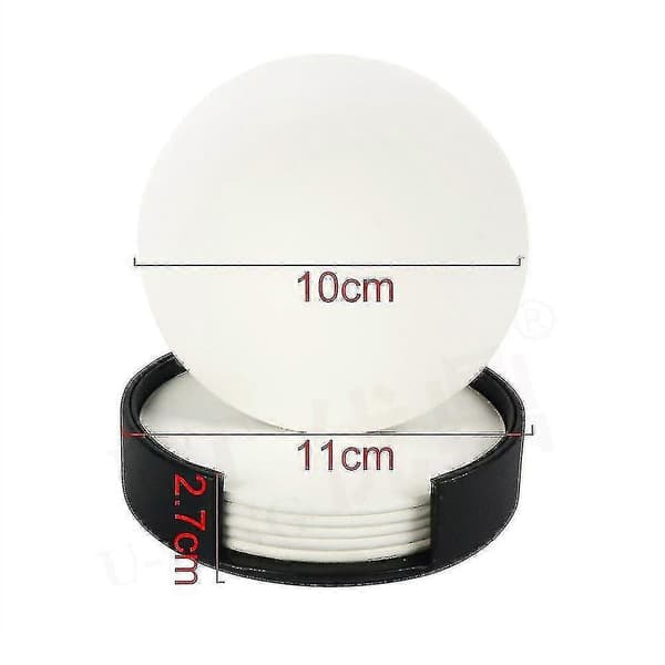[LCS] Læderunderlag Spildbeskyttelse Til Bord Skrivebord Holdbart Og Skridsikkert Læderunderlag Passer Til Almindelige White coaster on black