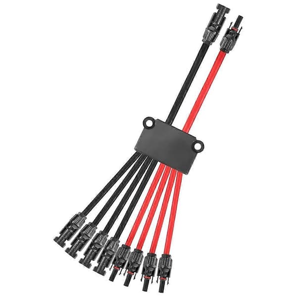 Solcellekabler 2 til 8 Y-grenkabelstik til solcellepanelkabelgrenstik Black   red
