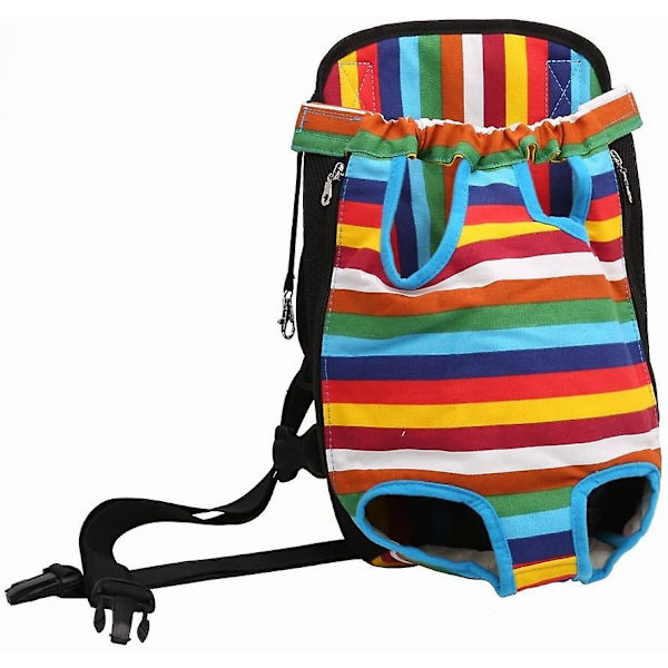 Handsfree Justerbar Ryggsäck Resväska Kompatibel med Husdjursraser Utomhus Rainbow stripes