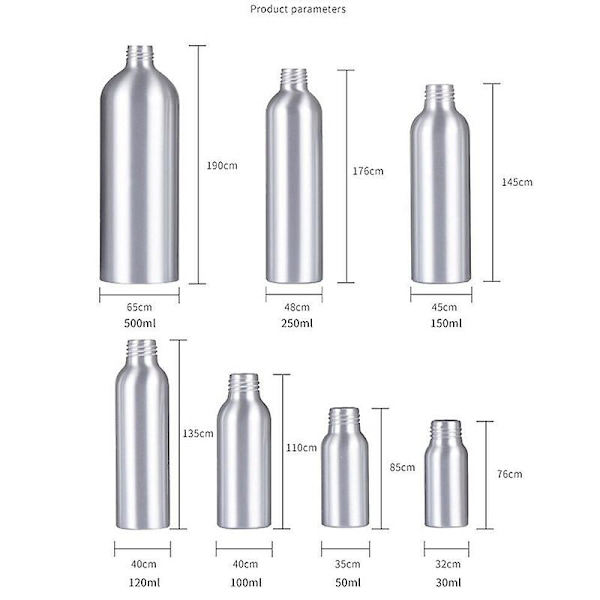 50-500ml Alumiinipullo Tyhjät Suihkepullot Pumppusumutin 50ML