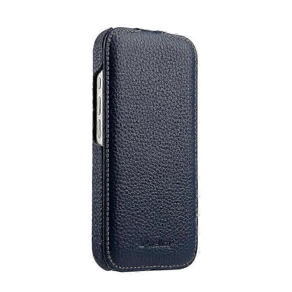 [LCS] MELKCO Vertical Flip Case in Genuine Cowhide + PC for iPhone 17 Pro Max (MagSafe Compatible) Blue