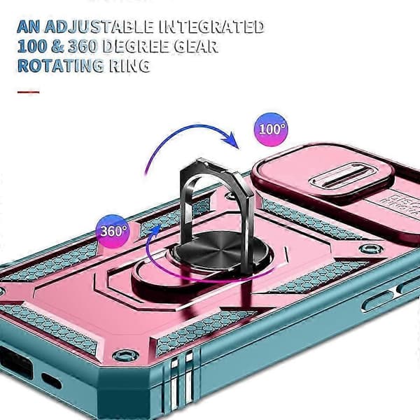 [LCS]Skjutbart Camshield-telefonfodral kompatibelt med iPhone 15 Pro Max_Present kompatibel med G Pink Green