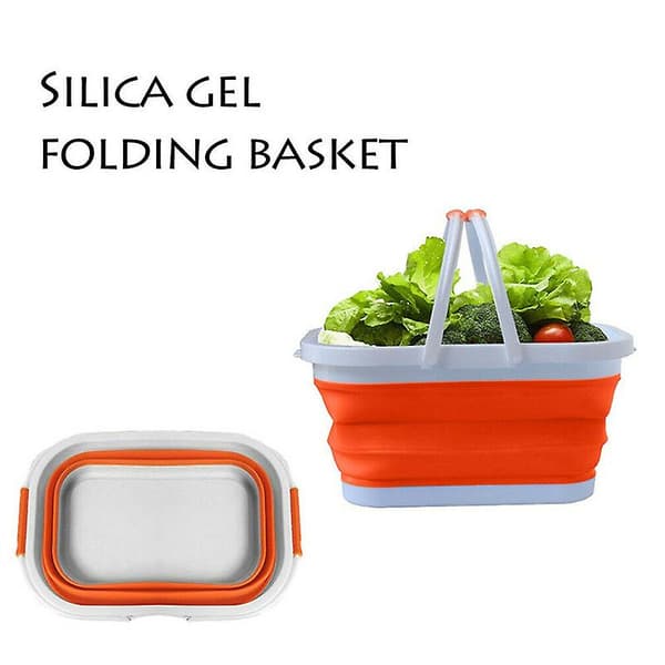 [LCS] Rektangulær stor kapacitet foldbar silikone madkurv spand opbevaringskurv orange