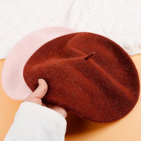 2022 Vår Dame Beret Hatt Mote Ull Bereter Franske Britiske Bereter Jenter Gatehatt Bereter Caps Vinter Varm Lue Beanies Hatter Burgunder
