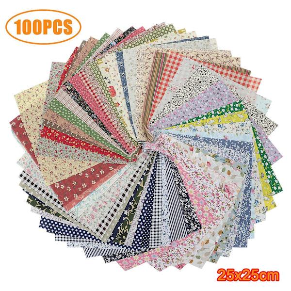 Polycotton Tyg Lapptäcke Sömnad Quilting Tyger 100PCS-25*25cm