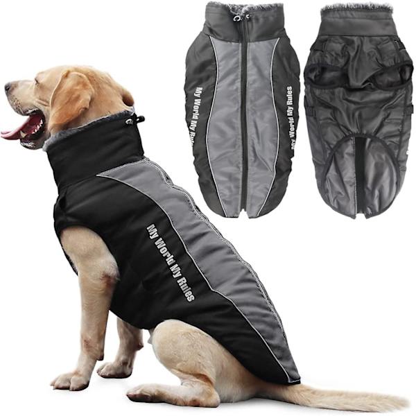 Kläder för stora hundar Vattentät Stor Hundväst Jacka Höst Vinter Varm Husdjurshundrock Reflective White 2XL