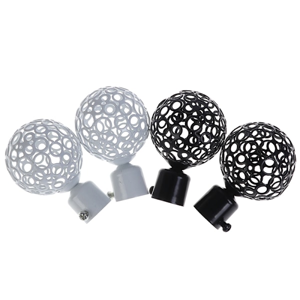 2 st 22mm 28mm Dia Gardinstångsändar i Järn, Vit White 22mm
