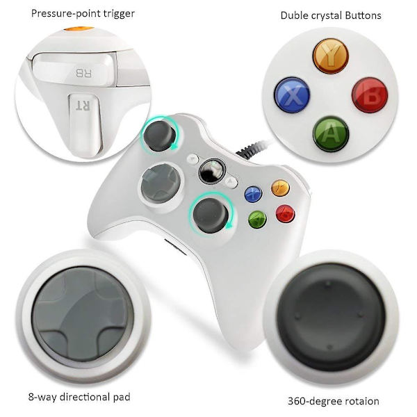 Usb-johdollinen peliohjain, yhteensopiva Microsoft Xbox360 -konsolin ja PC:n kanssa, CE