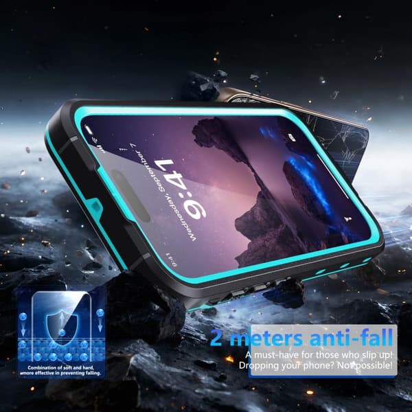 [LCS]iPhone 17 Case RedPepper Transparent Dot IP68 Waterproof Triple-protection MagSafe Svart Blå
