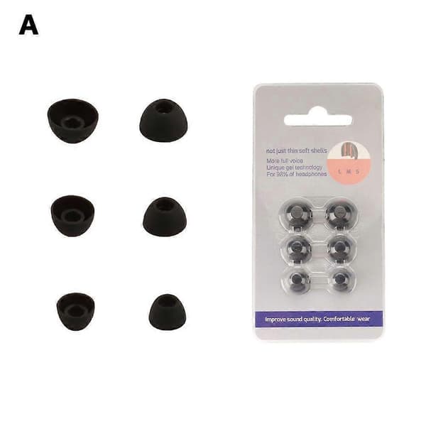 [LCS] 6x silikonöronsnäckor för Bowers & Wilkin PI8 (Small, Medium, Large) Black