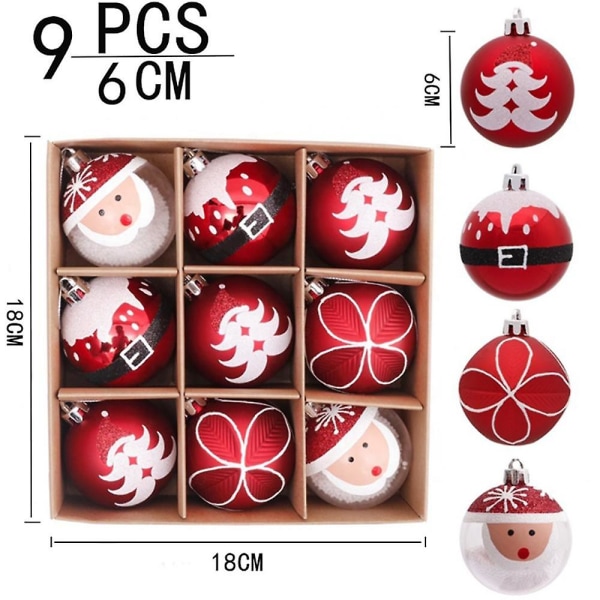 6cm 9 stk. Julekuler Ornamenter Juletre Hengende Anheng Julepynt Til Nyttårsgave