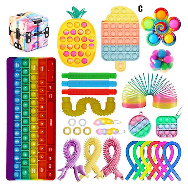 Fidget Leksaker Paket Pop Leksak Anti-ångest Verktyg Stor Storlek Tryck Pop Leksak För Barn Vuxna Leka Tillsammans C