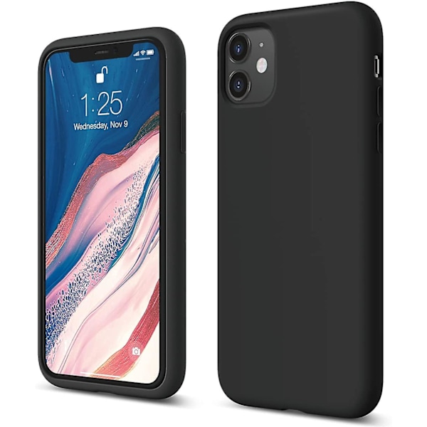Silikonikuori Yhteensopiva Iphone 11:n Kanssa (musta) - Premium Nestemäinen Silikoni, Korotettu Reuna (näytön & Kameran Suojaus Black