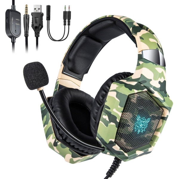 Camouflage Gaming Headset För Nintendo Switch Ps4 Xbox One Med Mikrofon Camouflage Green