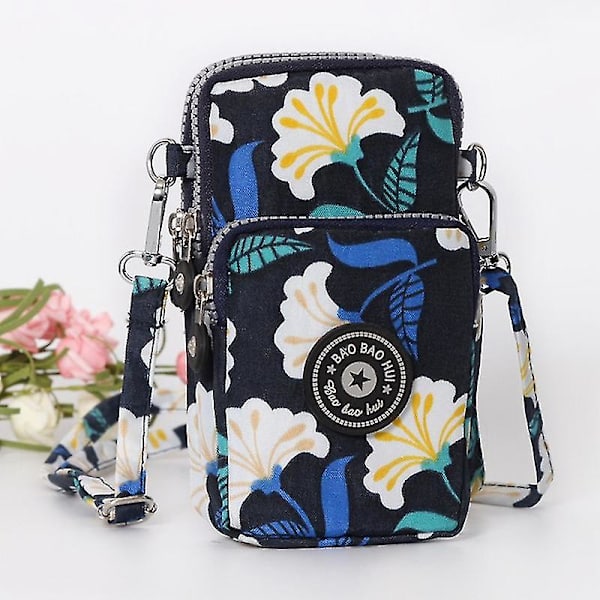 Mobiltelefonväska Crossbody Väska Mode Plånbok Axelväska Plånbok Handväska För Kvinnor Navy Daffodil