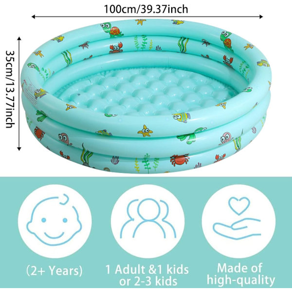 [LCS] Children's Pool, (Green) Round Inflatable Pool, 100x35cm Inflatable