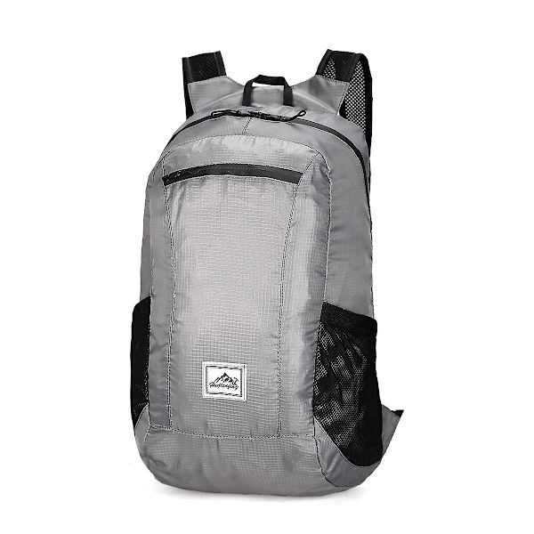 Erittäin kevyt kokoontaitettava reppu, kevyt kannettava kokoontaittuva reppu, vedenpitävä laukku Light gray