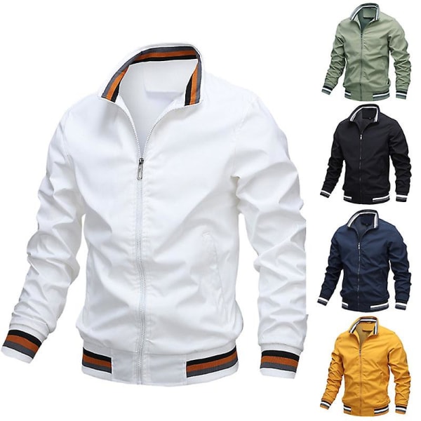 Chad Varsity Bomberjacka Herr Casual Jacka Dragkedja Lättvikts Sportjacka Vindjacka Yellow XL
