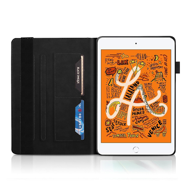 Præget PU læder tablet cover til Apple Ipad Mini 5 4 3 2 1 black