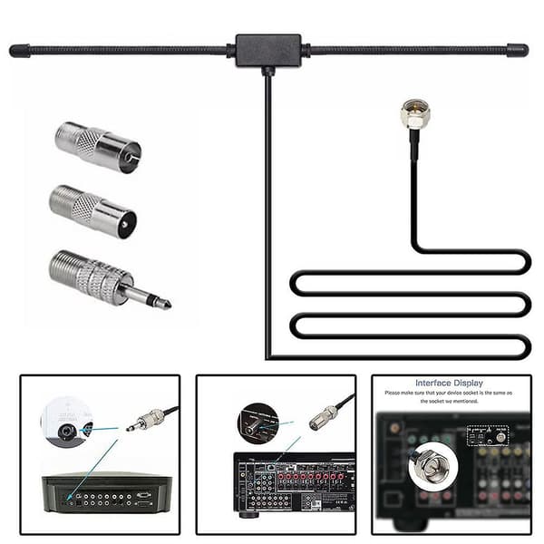 [LCS] DAB FM Radioantenne FM Dipolantenne Audio Stik til Stereomodtager