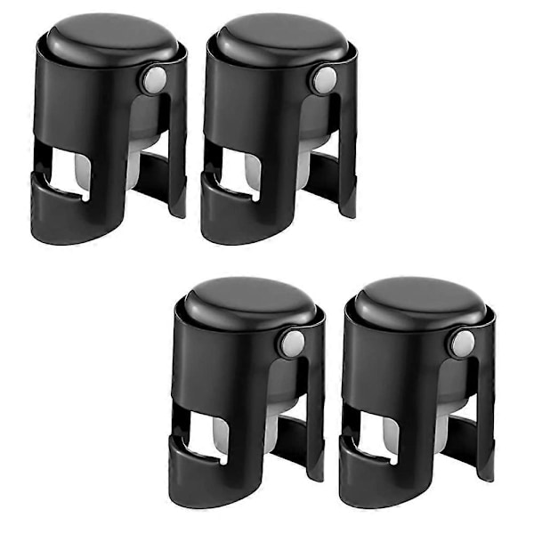 4-pack Champagneförslutare Flaskpropp Kompatibel med Champagne Vakuumförseglad Vinflaskpropp Black