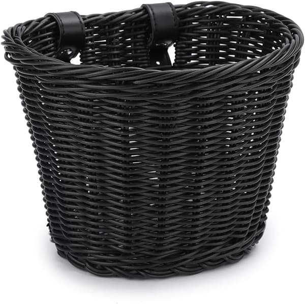 [LCS]Plastic Rattan Bicycle Basket Front, Bicycle Storage Basket, PE Woven Adjustable